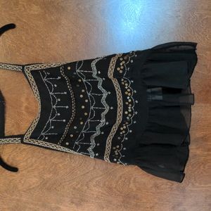 Free people black, sequin, size large top